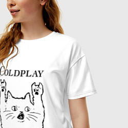 Футболка оверсайз женская Coldplay - rock cat, цвет: белый — фото 2