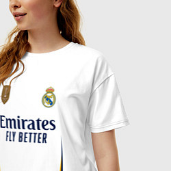Футболка оверсайз женская Винисиус Жуниор ФК Реал Мадрид форма 2324 домашняя, цвет: белый — фото 2
