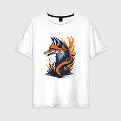 Женская футболка оверсайз Burning fox