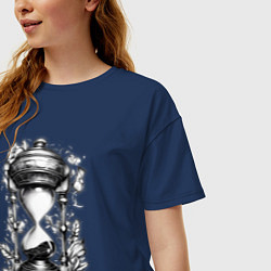 Футболка оверсайз женская Песочные часы чб эскиз, цвет: тёмно-синий — фото 2