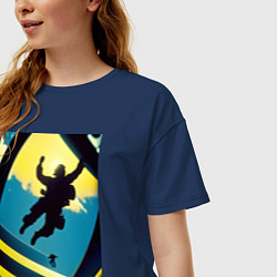 Футболка оверсайз женская Два парашютиста, цвет: тёмно-синий — фото 2