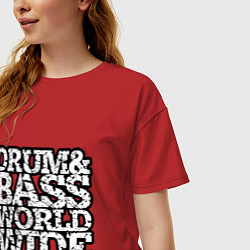 Футболка оверсайз женская Drum and bass world wide, цвет: красный — фото 2