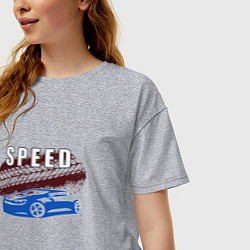 Футболка оверсайз женская Машина с надписью Скорость, цвет: меланж — фото 2