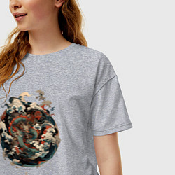 Футболка оверсайз женская Power of the Dragon god, цвет: меланж — фото 2