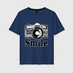 Женская футболка оверсайз Smile camera