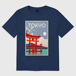 Футболка оверсайз женская Tokyo - japan, цвет: тёмно-синий
