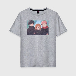 Женская футболка оверсайз Megumi & Nobara & Yuuji