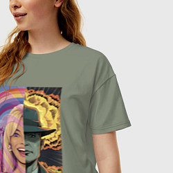 Футболка оверсайз женская Barbie Oppenheimer, цвет: авокадо — фото 2