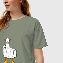 Футболка оверсайз женская Неприличный гусь-рука, цвет: авокадо — фото 2