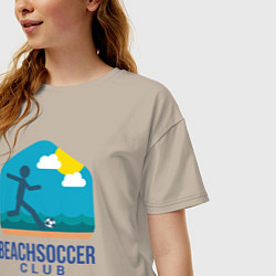 Футболка оверсайз женская Клуб пляжного футбола, цвет: миндальный — фото 2