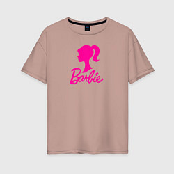 Женская футболка оверсайз Розовый логотип Барби