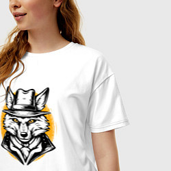 Футболка оверсайз женская Лис в шляпе Дикий Запад, цвет: белый — фото 2