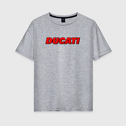 Футболка оверсайз женская Ducati - красный градиент, цвет: меланж