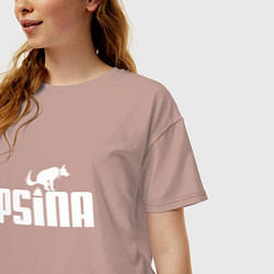 Футболка оверсайз женская Псина белая, цвет: пыльно-розовый — фото 2
