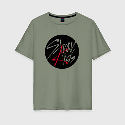 Футболка оверсайз женская Stray Kids logo, цвет: авокадо