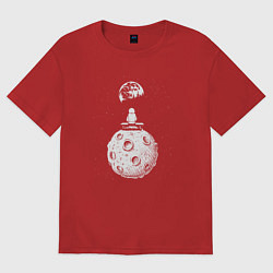 Футболка оверсайз женская Moon spaceman, цвет: красный