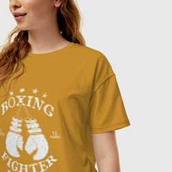 Футболка оверсайз женская Boxing fighter, цвет: горчичный — фото 2