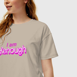 Футболка оверсайз женская I am kenough barbie, цвет: миндальный — фото 2