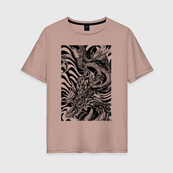 Женская футболка оверсайз Dragon - tattoo - irezumi