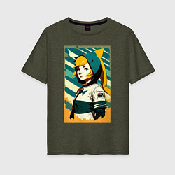 Женская футболка оверсайз Девчонка-акулёнок - фурри - аниме