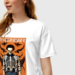 Футболка оверсайз женская Cool skeleton - poster - halloween, цвет: белый — фото 2