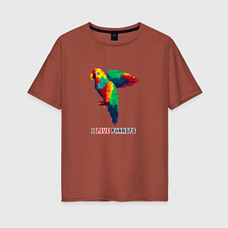 Женская футболка оверсайз Пиксель попугай