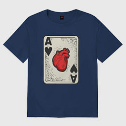 Футболка оверсайз женская Туз сердца, цвет: тёмно-синий