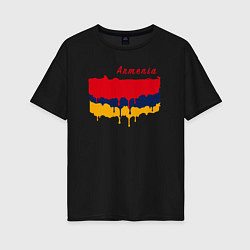 Футболка оверсайз женская Flag Armenia, цвет: черный