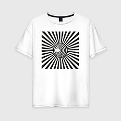 Женская футболка оверсайз Черно-белая иллюзия - Полосатый фон