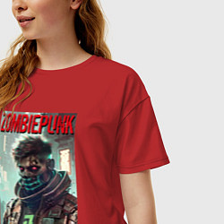 Футболка оверсайз женская Zombiepunk - fantasy - neural network, цвет: красный — фото 2
