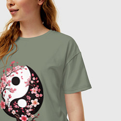 Футболка оверсайз женская Скура с инь и янь, цвет: авокадо — фото 2