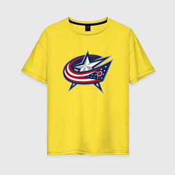 Футболка оверсайз женская Columbus blue jackets - hockey team - emblem, цвет: желтый