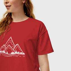 Футболка оверсайз женская Лес и горы, цвет: красный — фото 2