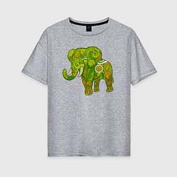 Футболка оверсайз женская Зелёный слон, цвет: меланж