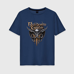 Футболка оверсайз женская Baldurs Gate 3 - logotype, цвет: тёмно-синий