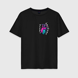 Женская футболка оверсайз Heart grenade - сердечная граната