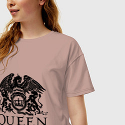 Футболка оверсайз женская Queen - logo, цвет: пыльно-розовый — фото 2
