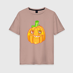 Женская футболка оверсайз Веселая тыква: для вечеринки на Хэллоуин