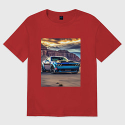 Футболка оверсайз женская Авто Додж Челленджер, цвет: красный
