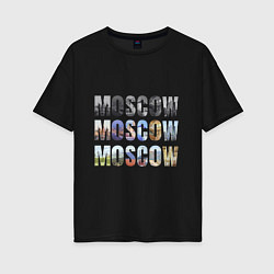 Футболка оверсайз женская Moscow - Москва, цвет: черный