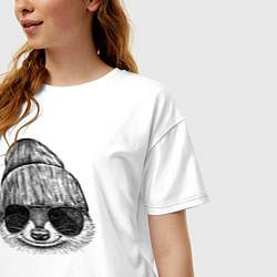 Футболка оверсайз женская Енот стильный, цвет: белый — фото 2