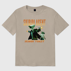 Футболка оверсайз женская Skibidi toilet agent, цвет: миндальный