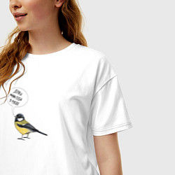Футболка оверсайз женская Синица с прикольной надписью - держи себя в руках, цвет: белый — фото 2