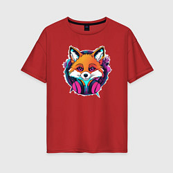 Футболка оверсайз женская Neon fox, цвет: красный