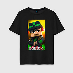Женская футболка оверсайз Roblox green man