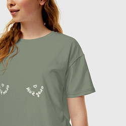 Футболка оверсайз женская Грудь Мое тело мое дело с сердцами, цвет: авокадо — фото 2