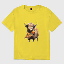 Женская футболка оверсайз Буйвол в шарфе