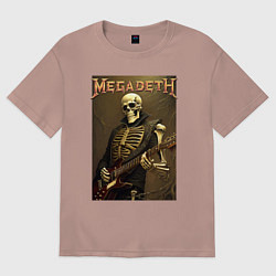 Футболка оверсайз женская Megadeth - skeleton - heavy metal, цвет: пыльно-розовый