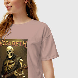Футболка оверсайз женская Megadeth - skeleton - heavy metal, цвет: пыльно-розовый — фото 2
