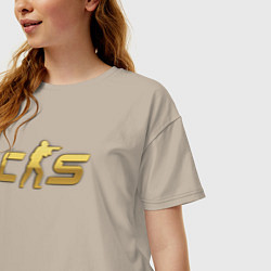 Футболка оверсайз женская CS 2 gold logo, цвет: миндальный — фото 2
